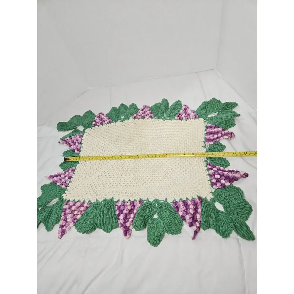 Vintage Crocheted Doily With Grape Clusters 21